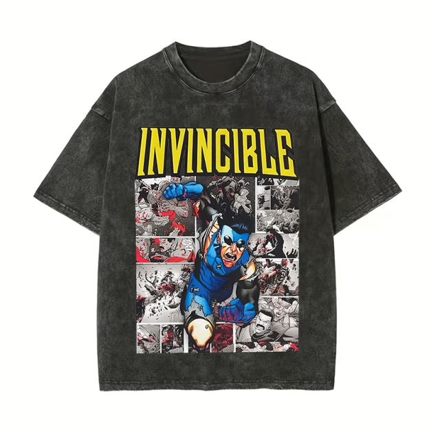Invincible Printed Unisex Washed T-Shirt