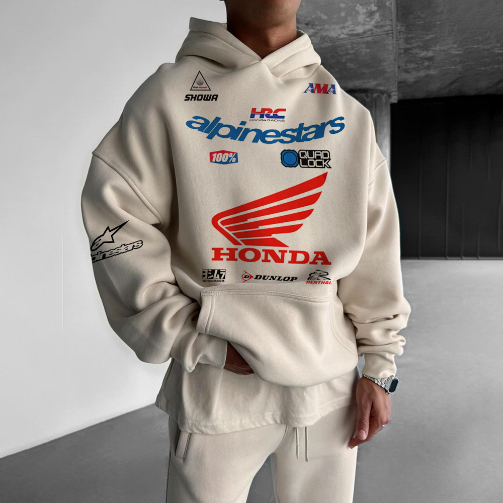 Oversized Unisex Casual Racing Print Sport Hoodie