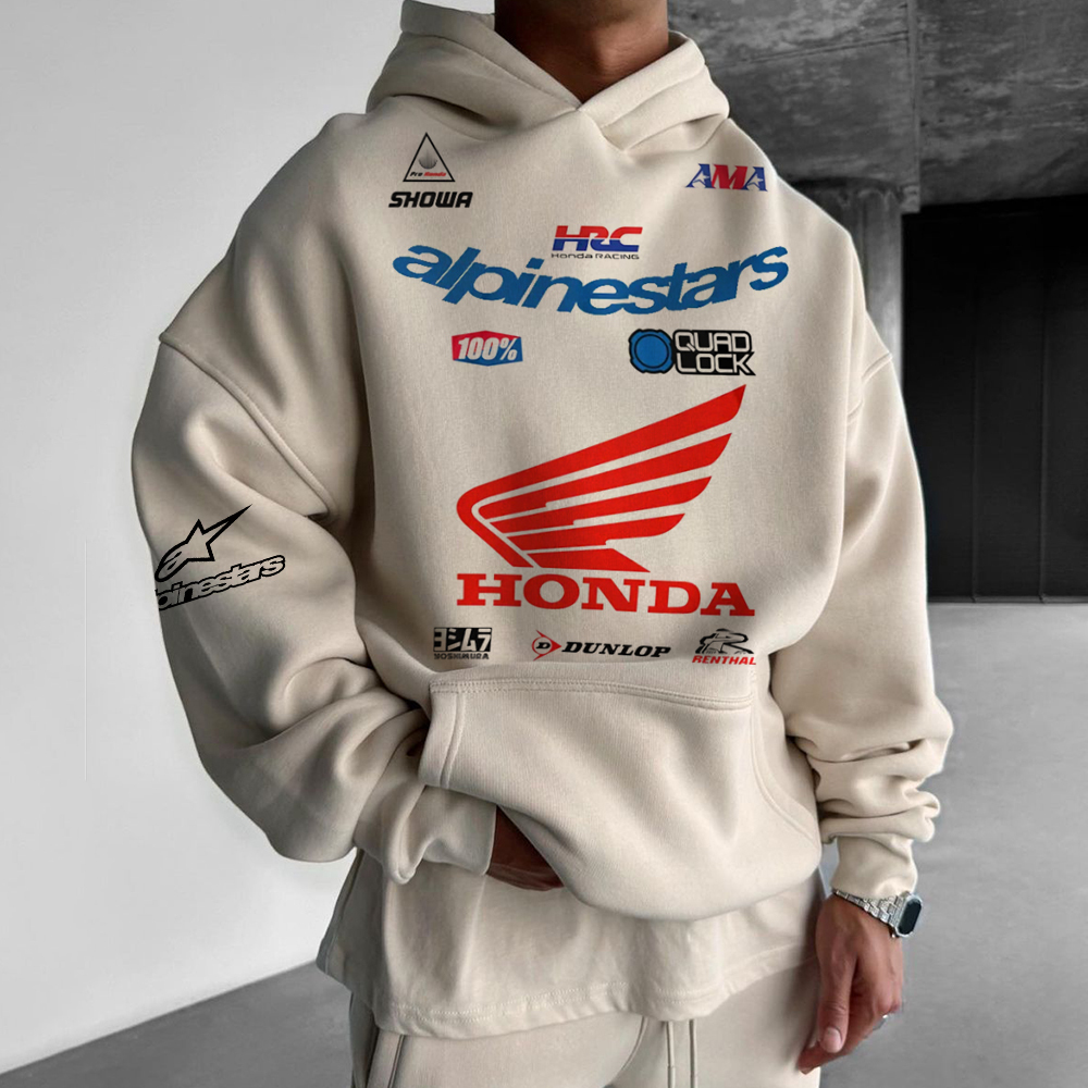 Oversized Unisex Casual Racing Print Sport Hoodie
