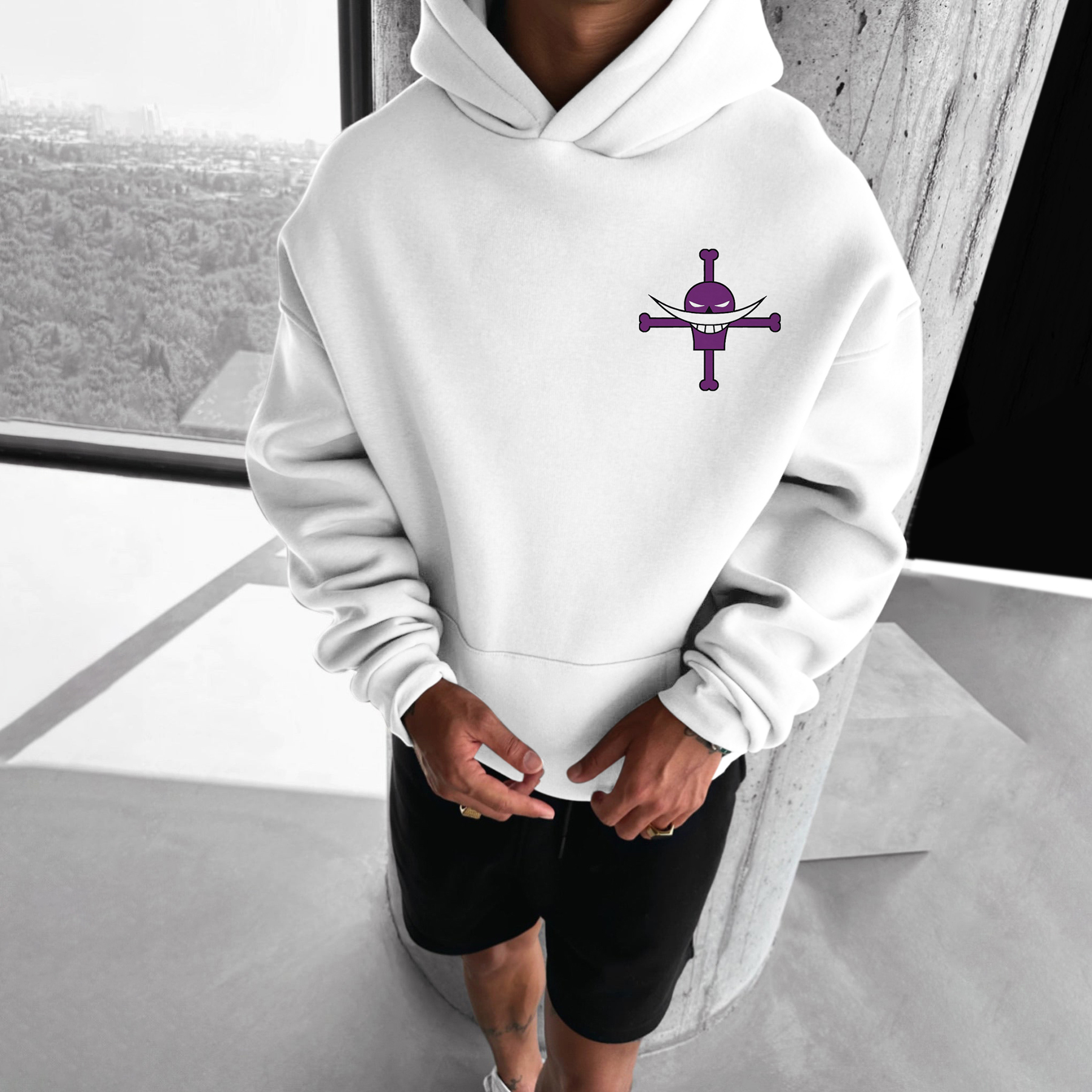 Oversize "anime Print" Print Hoodie-Teegamechanger