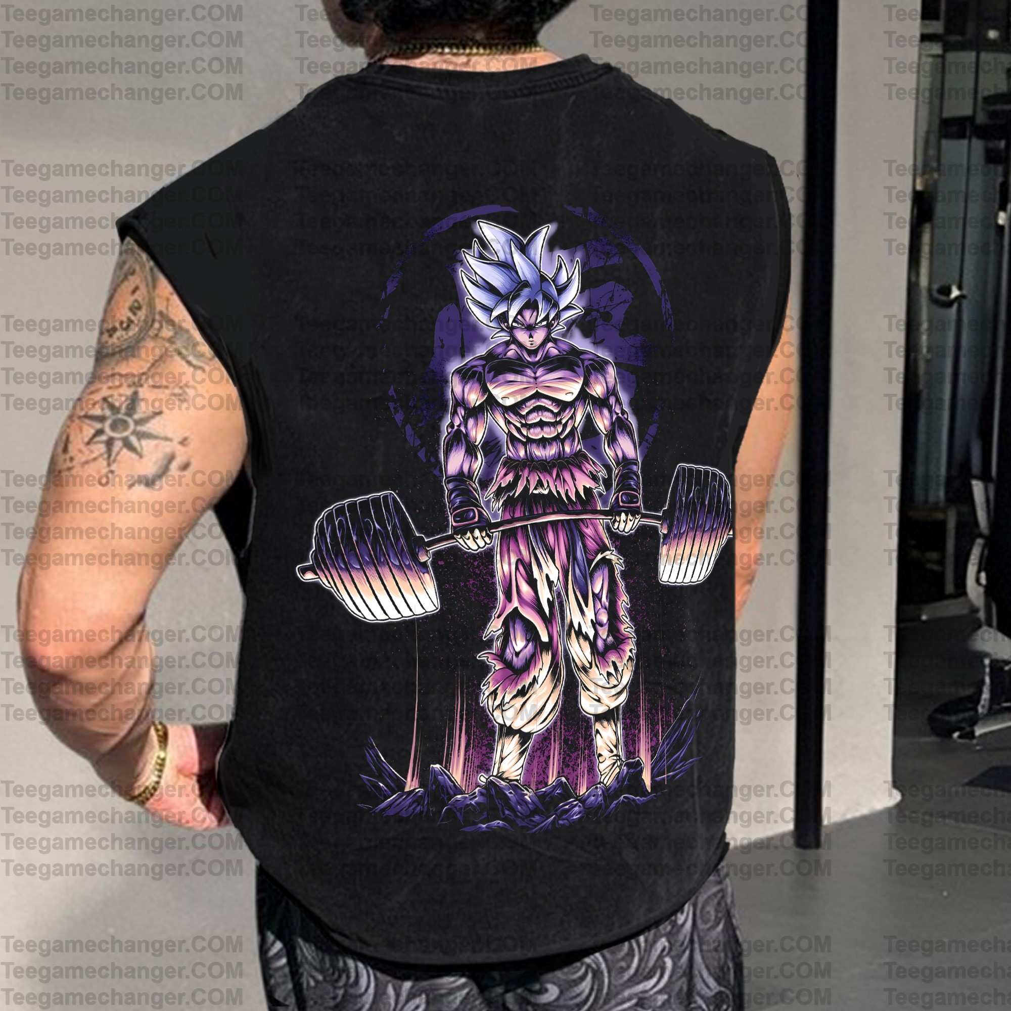 Oversized Anime Print Gym Tank Top