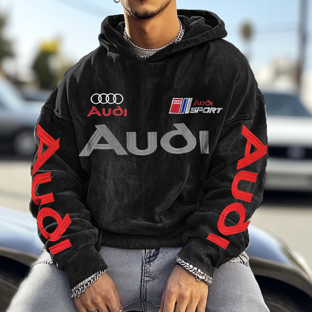 Unisex Vintage Racing Team Print Casual Hoodie