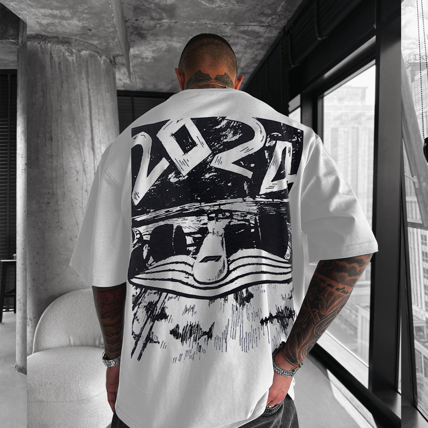 Men's Casual Printed Racing T-shirt