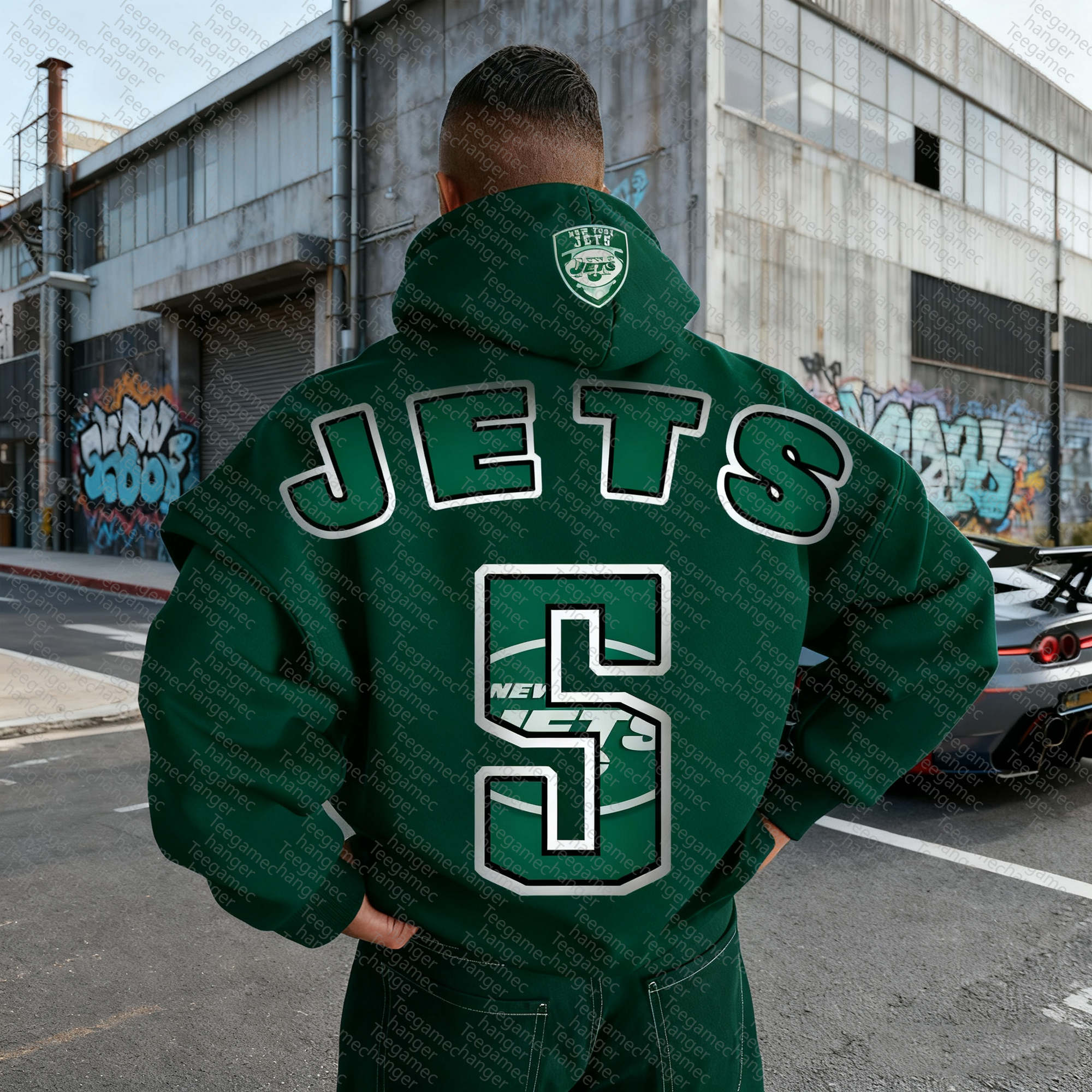 Unisex "New York Jets" Graphic Streetwear Vintage Plush Hoodie