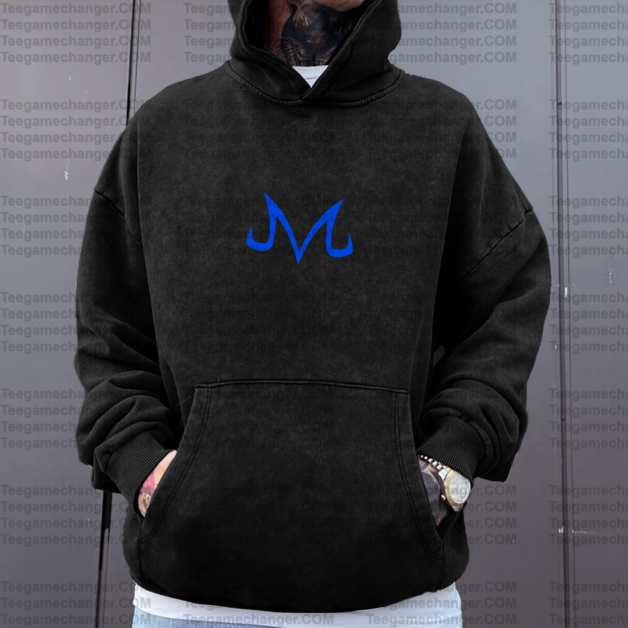Unisex Anime Graphic Water wash Streetwear Vintage Hoodie