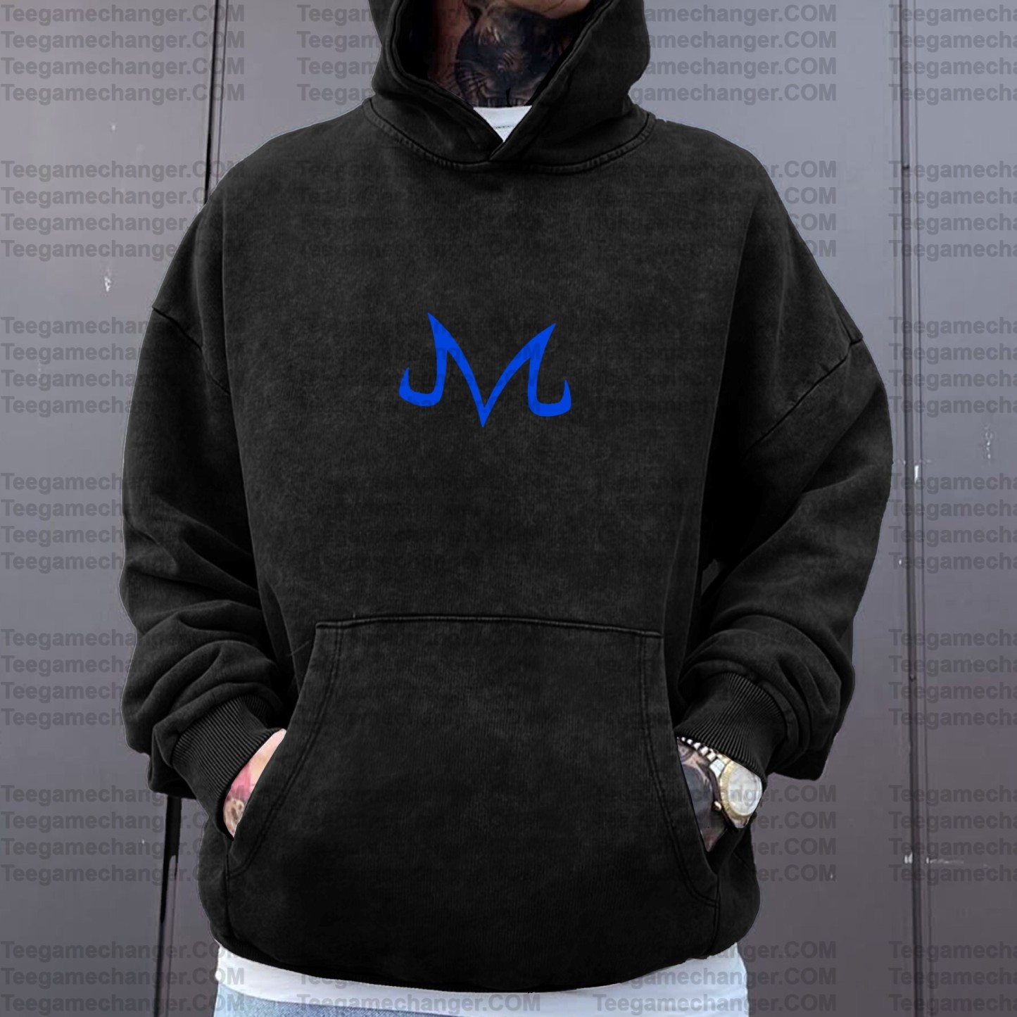 Unisex Anime Graphic Water wash Streetwear Vintage Hoodie
