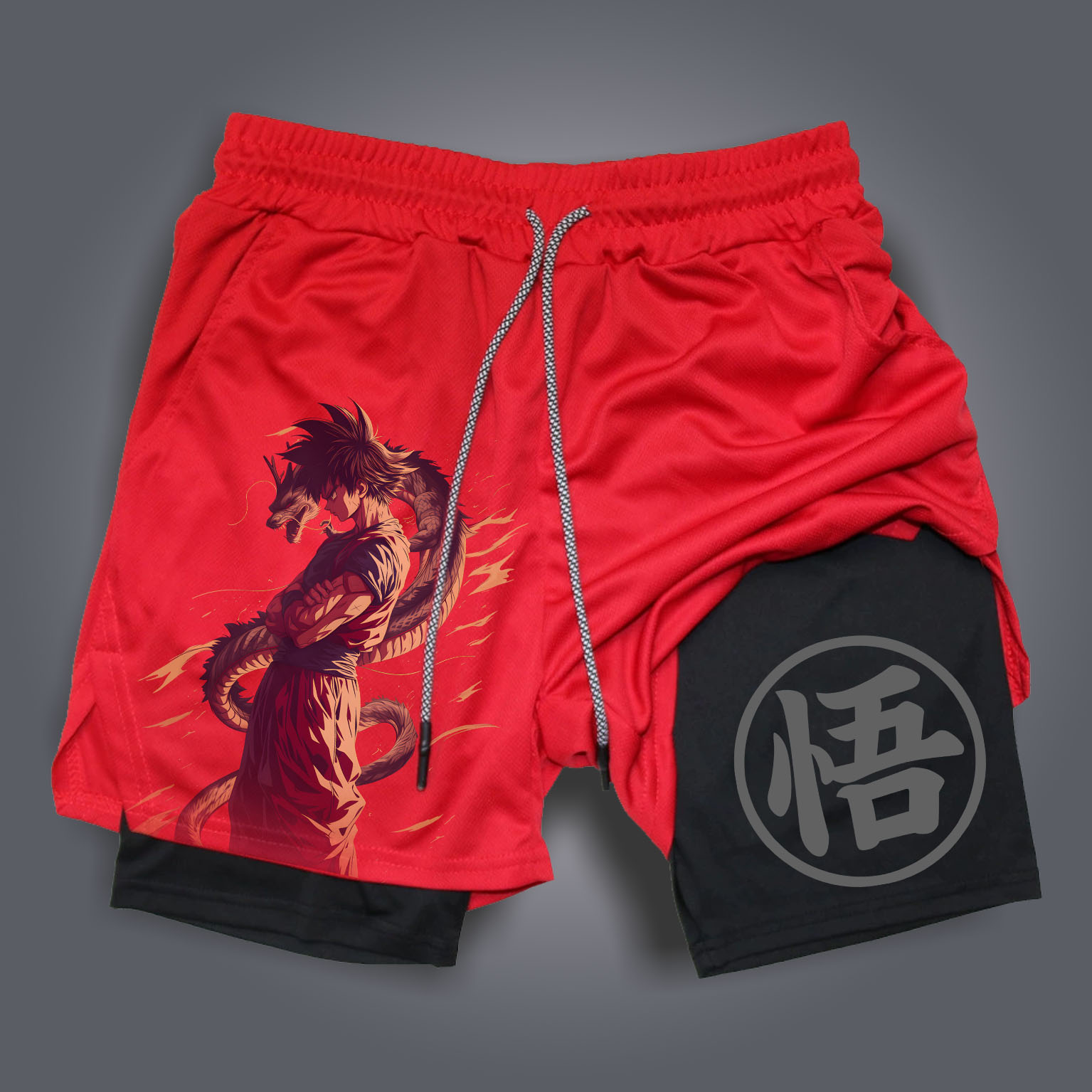 Unisex Anime Print Drawstring Dragon Ball Shorts