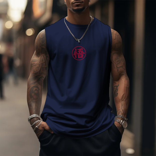 Oversized Anime Print Gym Tank Top