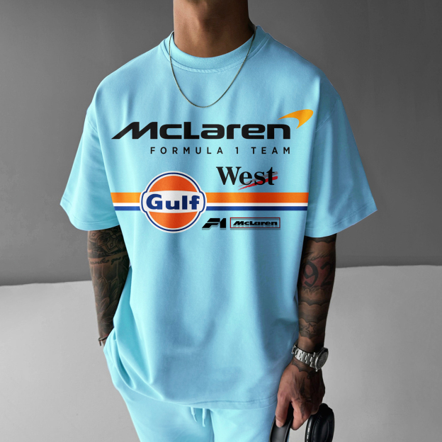 Unisex Casual Racing Print T-shirt