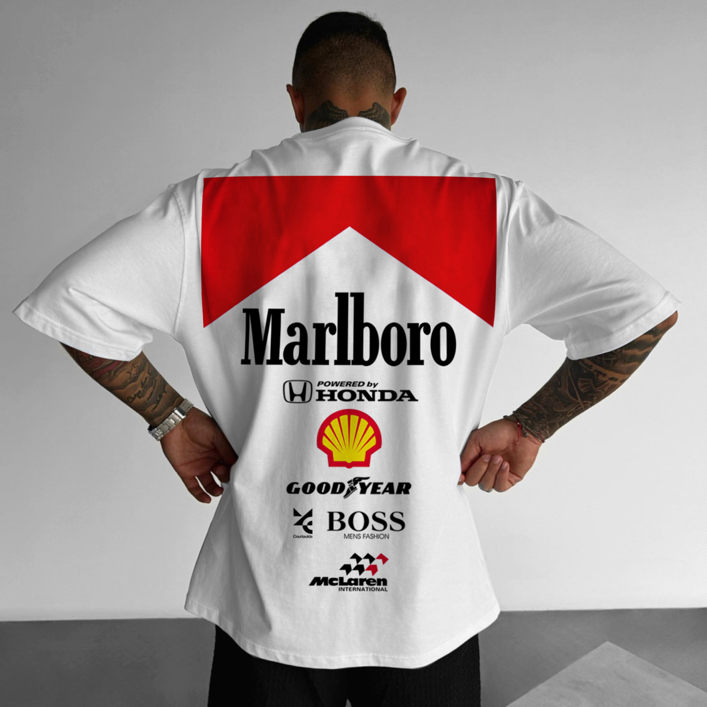 Oversized Hoodie Racing Graphic Print T-shirt