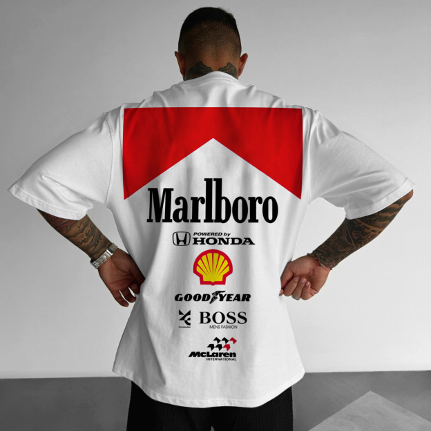 Oversized Hoodie Racing Graphic Print T-shirt