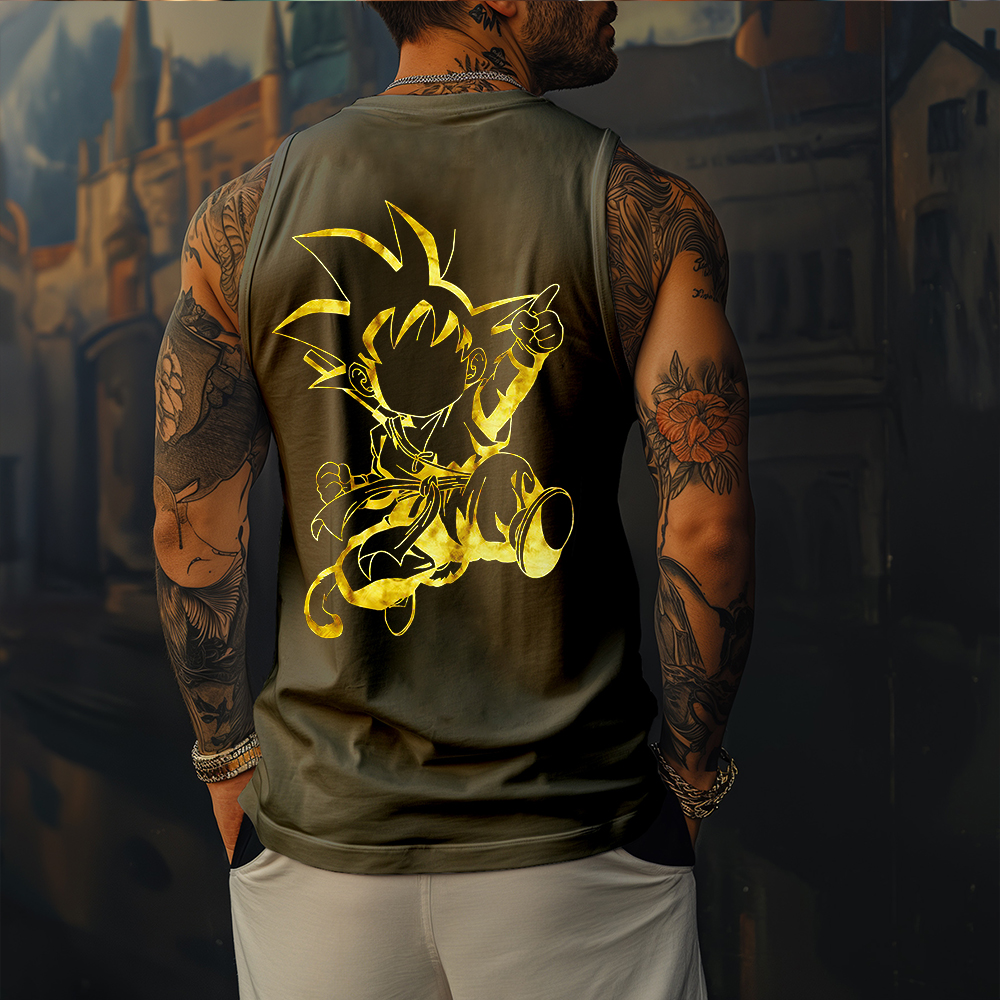 Oversize Dragon Ball Goku Print Tank Top