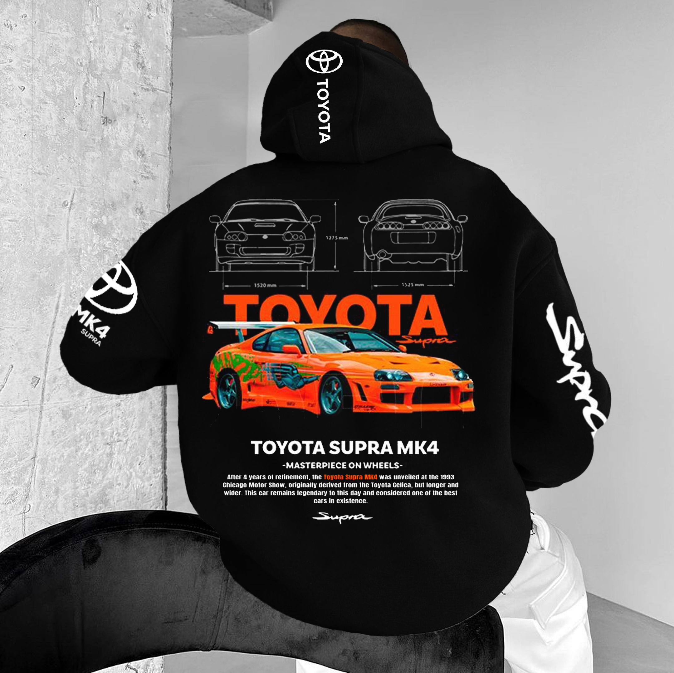 Unisex Oversized TYT Supra MK4 Sports Car Streetwear Hoodie