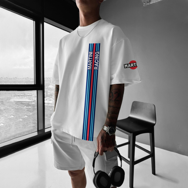 Unisex Casual Oversized Racing Print Racing T-Shirt