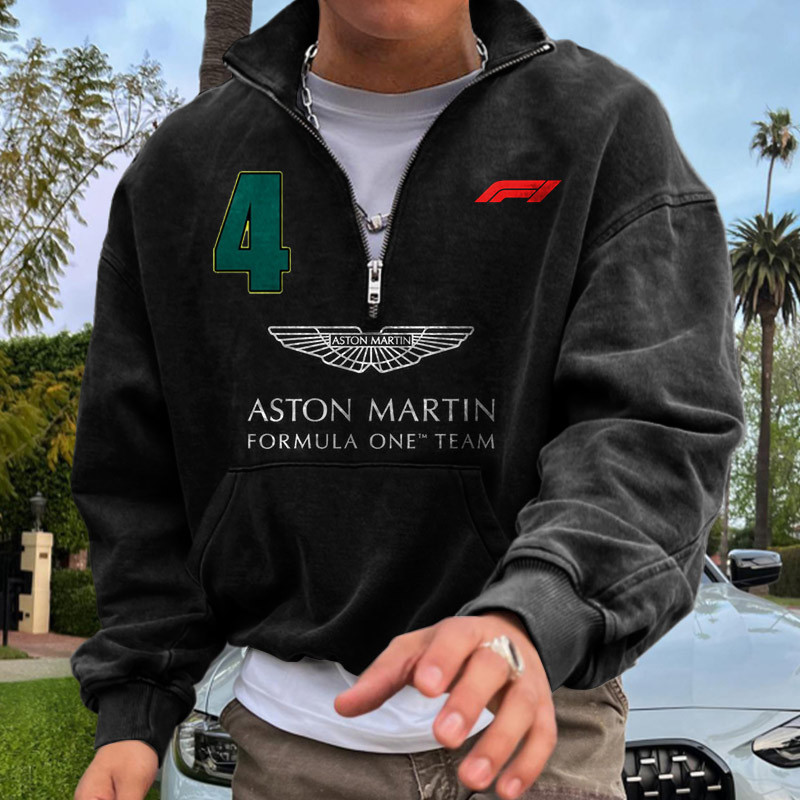 Men's Oversized Hoodie Racing Print Green
