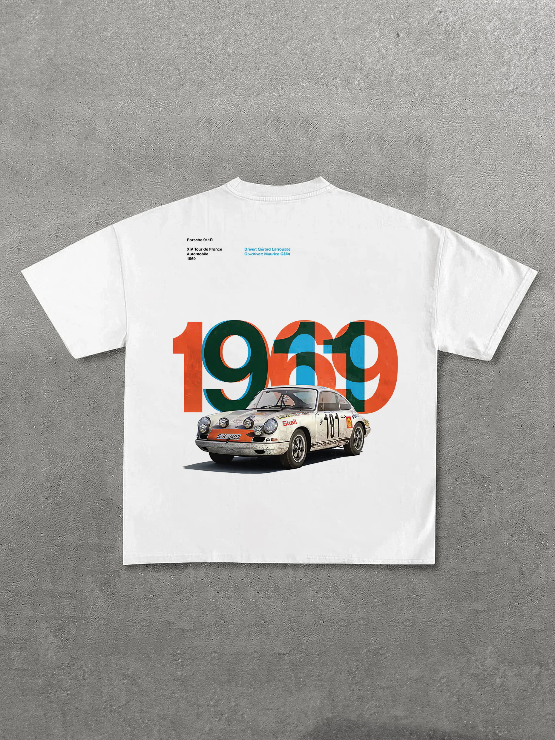 Casual Retro Street Car Printed Short Sleeve Crew Neck T-Shirt 202
