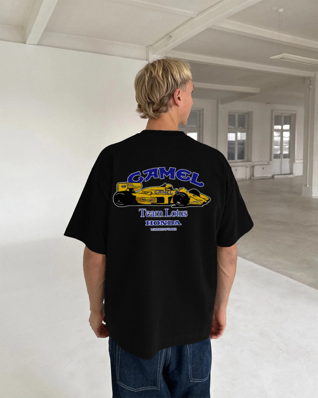 Casual Retro Street Car Printed Short Sleeve Crew Neck T-Shirt 100