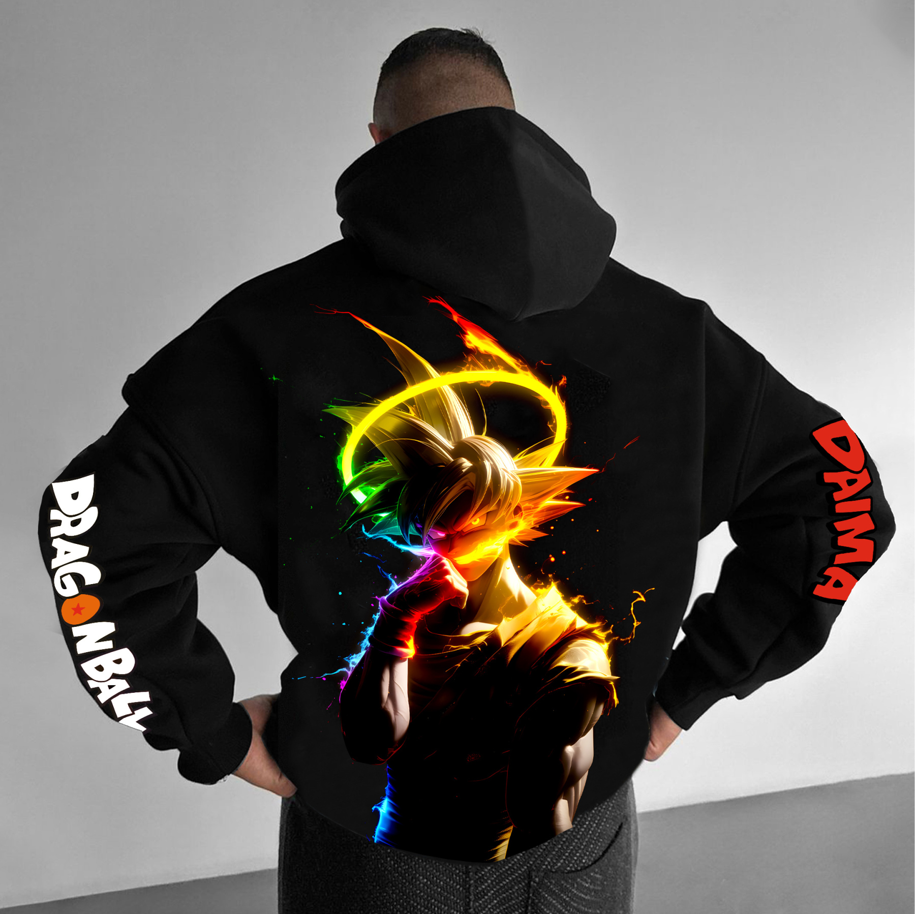 Unisex Anime Print Embroidered Casual Oversized Hoodie