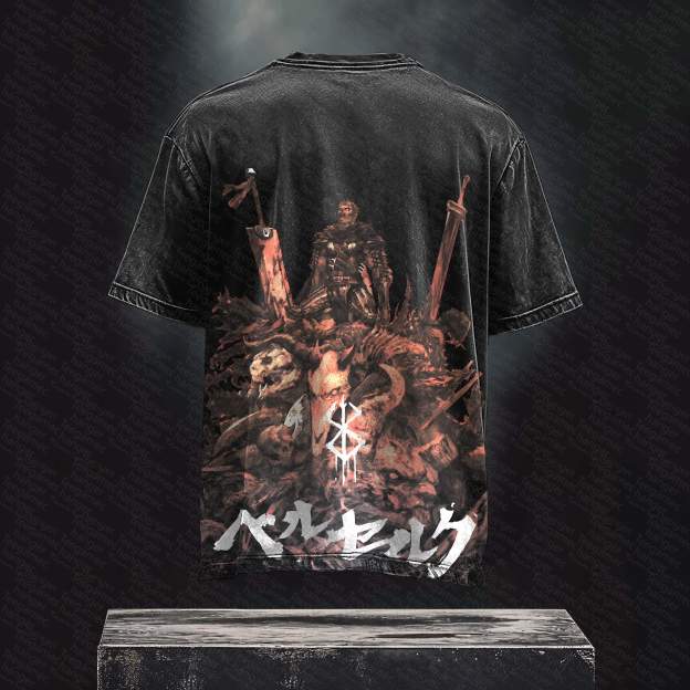 Unisex Anime Inspired Vintage Washed T-Shirt丨 Berserk
