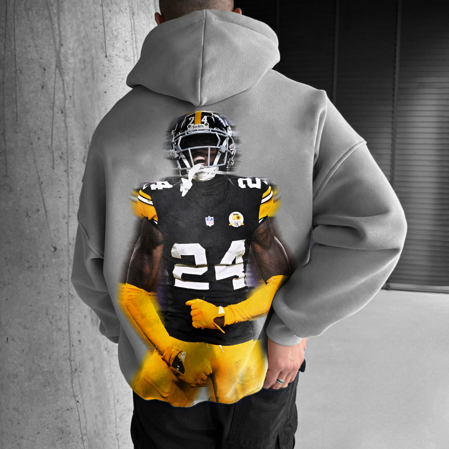 Men's Retro Rugby Lettering Hoodie