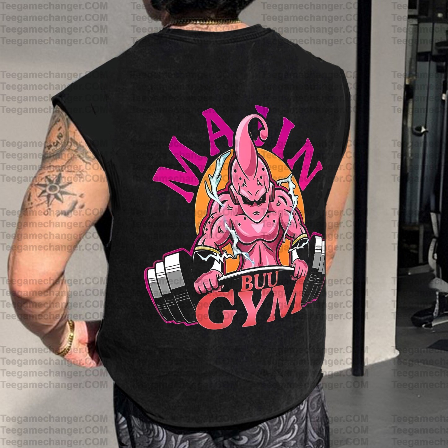 Oversized Anime Print Gym Tank Top