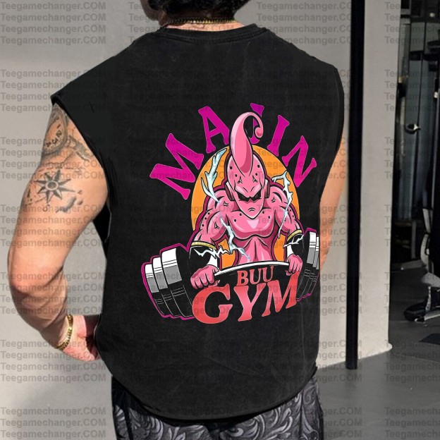 Oversized Anime Print Gym Tank Top