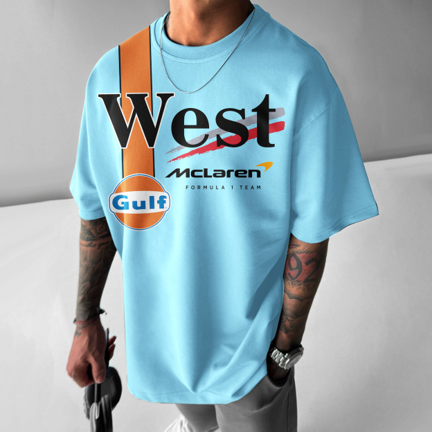 Unisex Casual Racing Print T-shirt