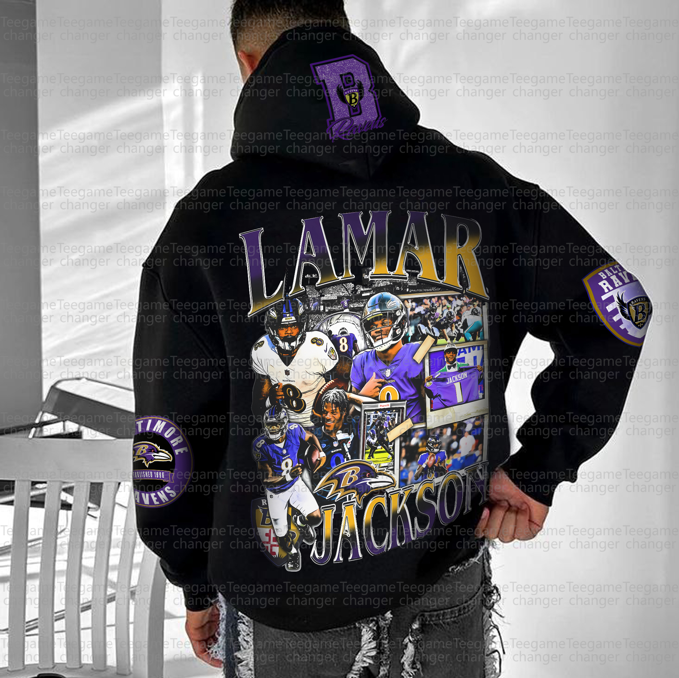Unisex "Baltimore Ravens" Graphic Streetwear Vintage Plush Hoodie