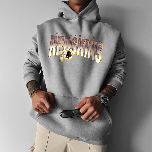 Retro Casual Rugby Character Print Hoodie