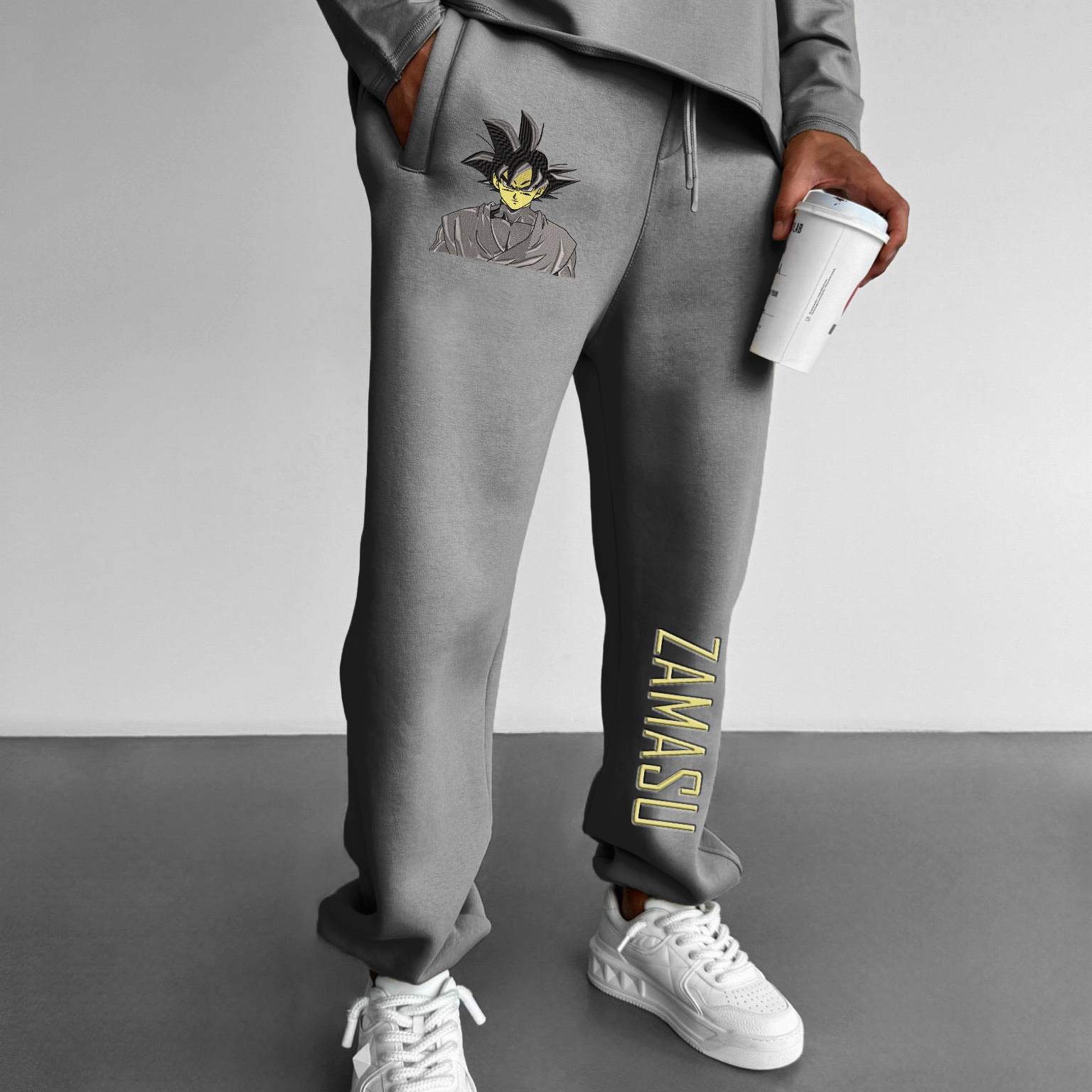 Unisex Anime Print Embroidered Sweatpants Casual Pants