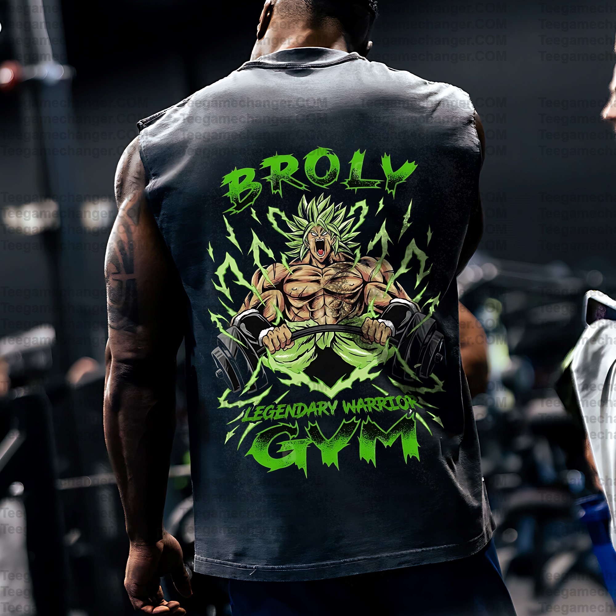 Oversized Anime Print Gym Tank Top