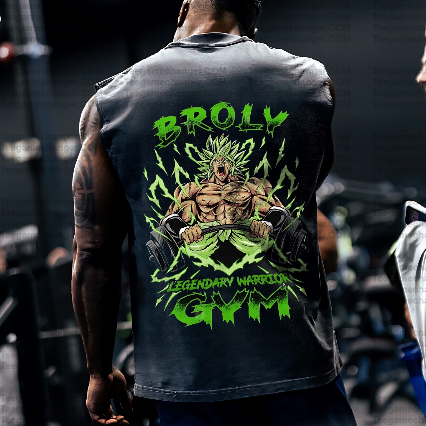 Oversized Anime Print Gym Tank Top