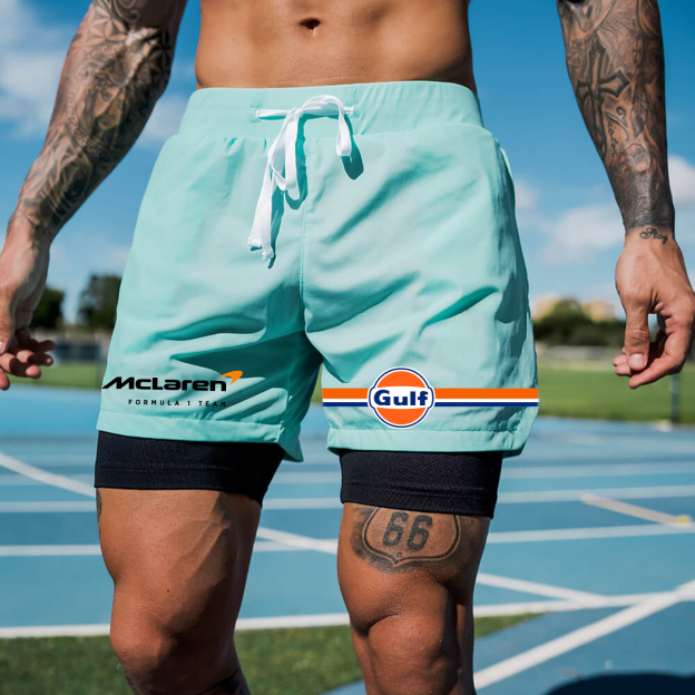 Men's Casual Racing Contrast Color Sports Shorts