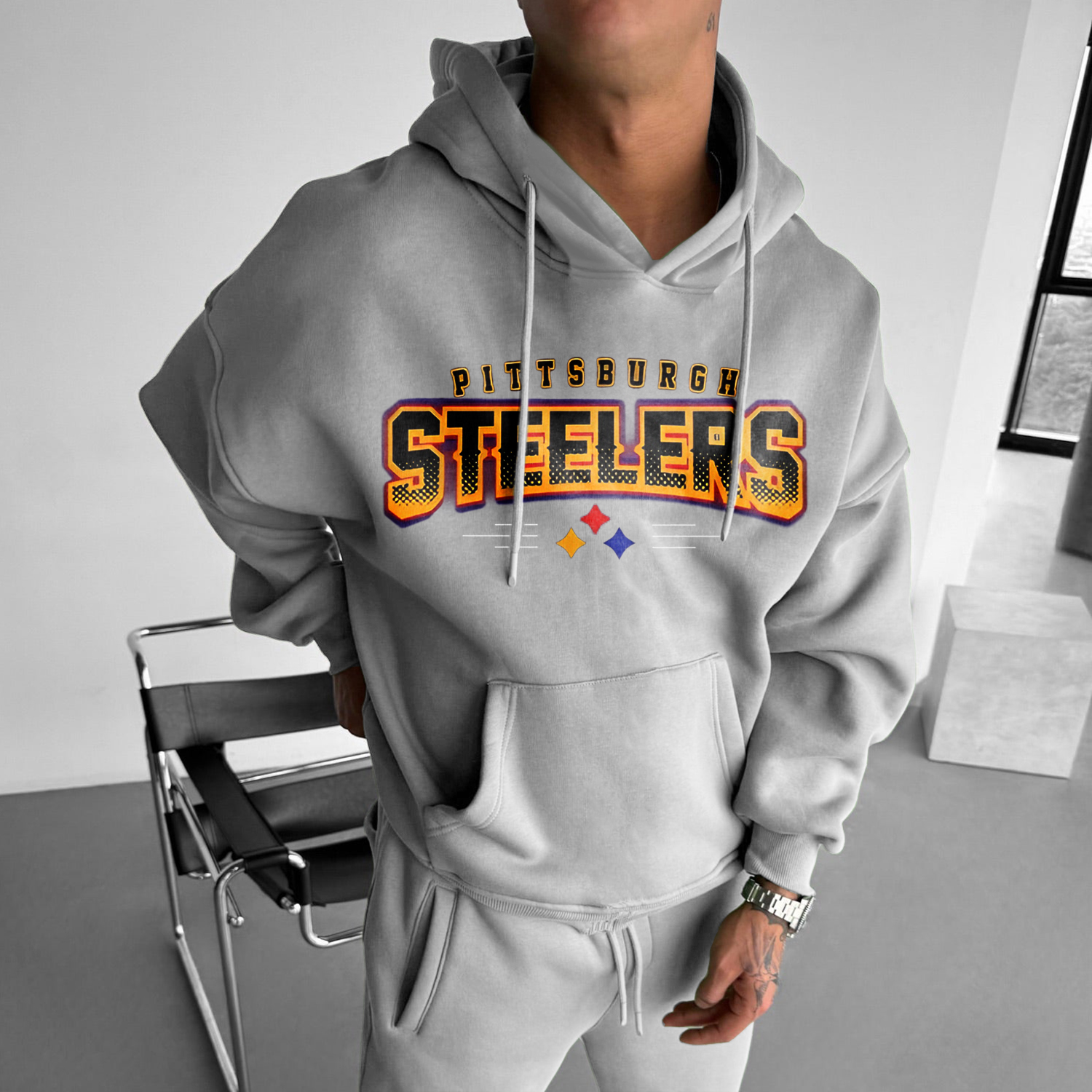 Men's Retro Rugby Lettering Hoodie