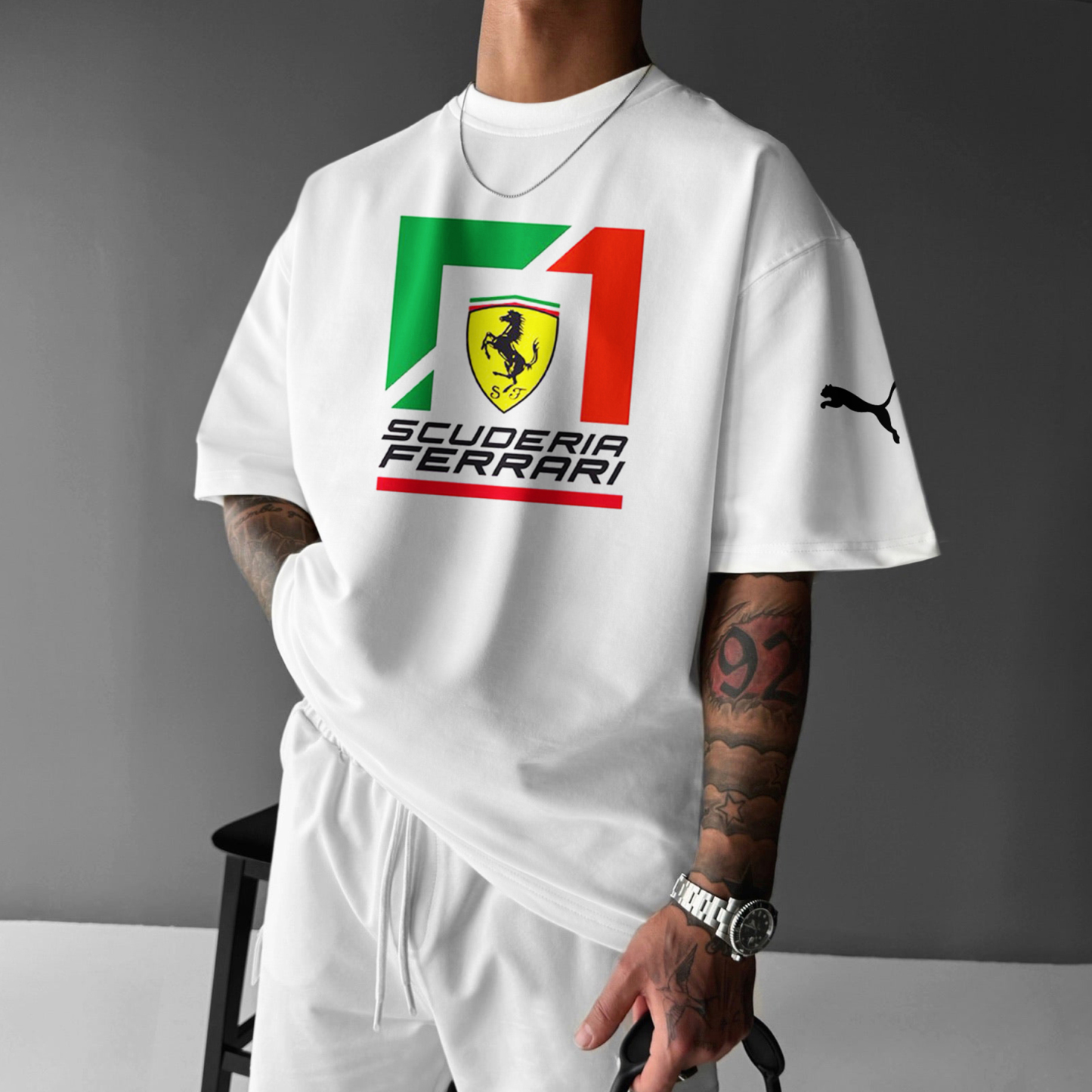 Unisex Casual Racing Print T-Shirt