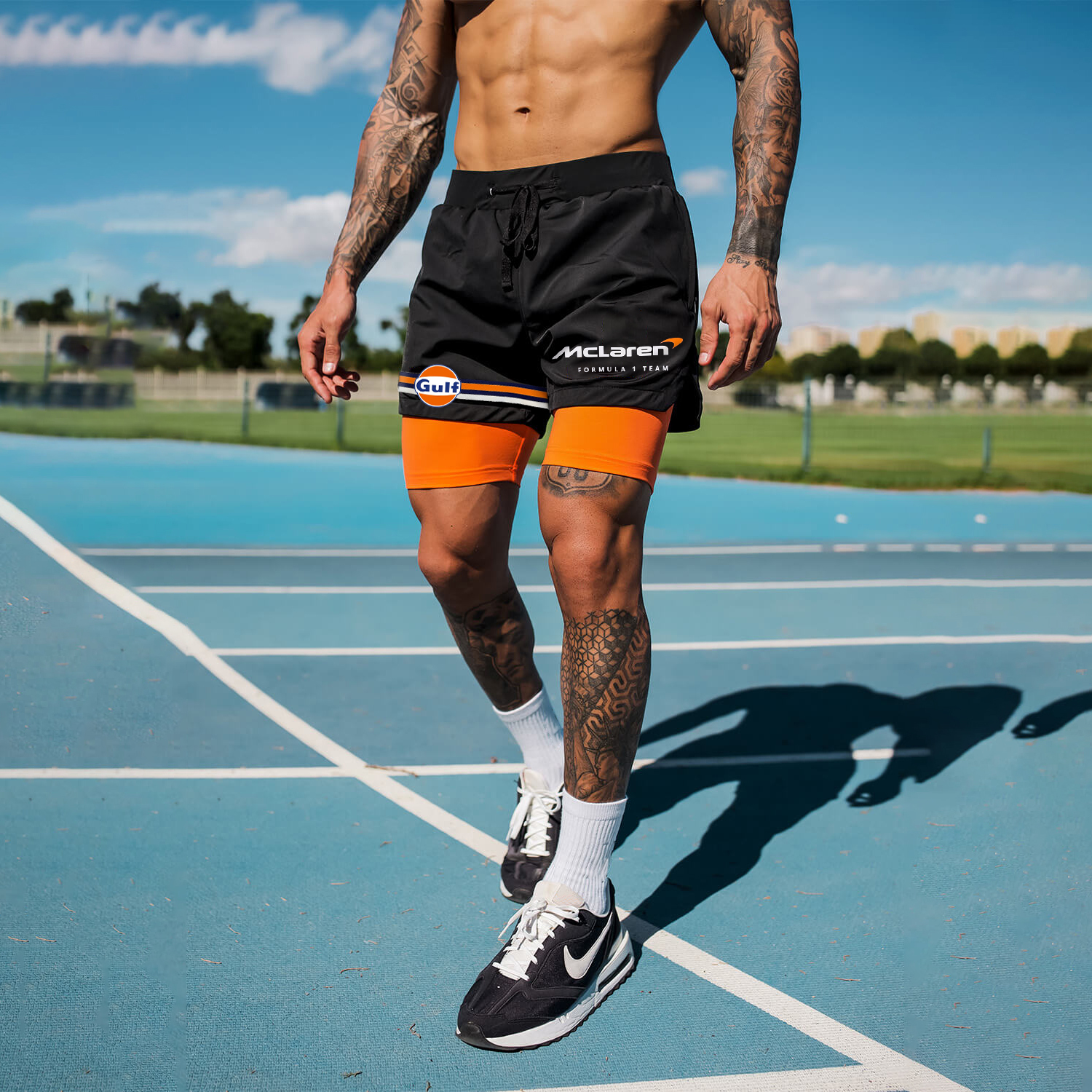 Casual Racing Contrast Color Sports Shorts