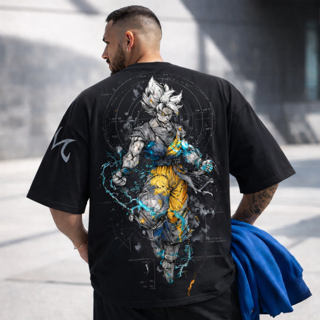 Camiseta Oversized Streetwear Goku DBZ Premium 02 Branca