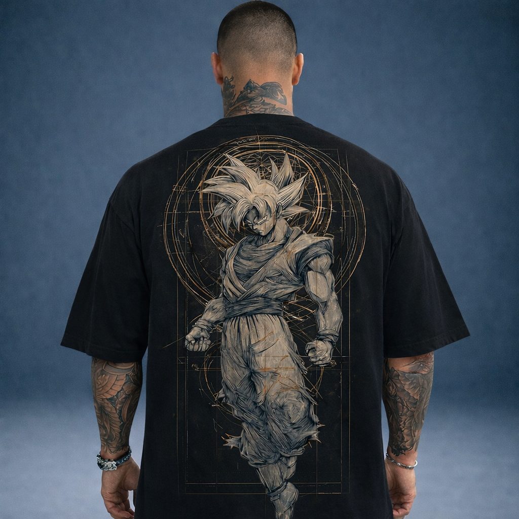 Camiseta  Streetwear Oversized  Goku Fase 1 Preta