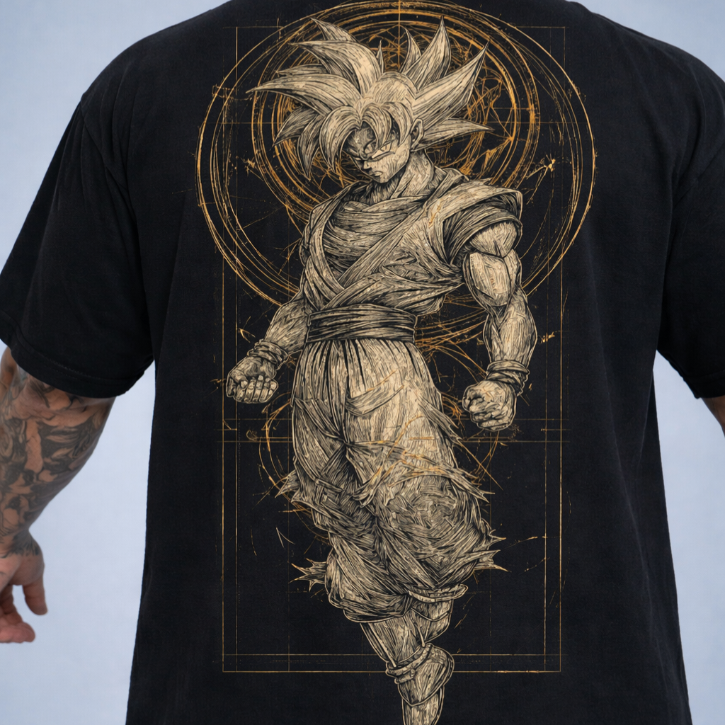 Camiseta  Streetwear Oversized  Goku Fase 1 Preta