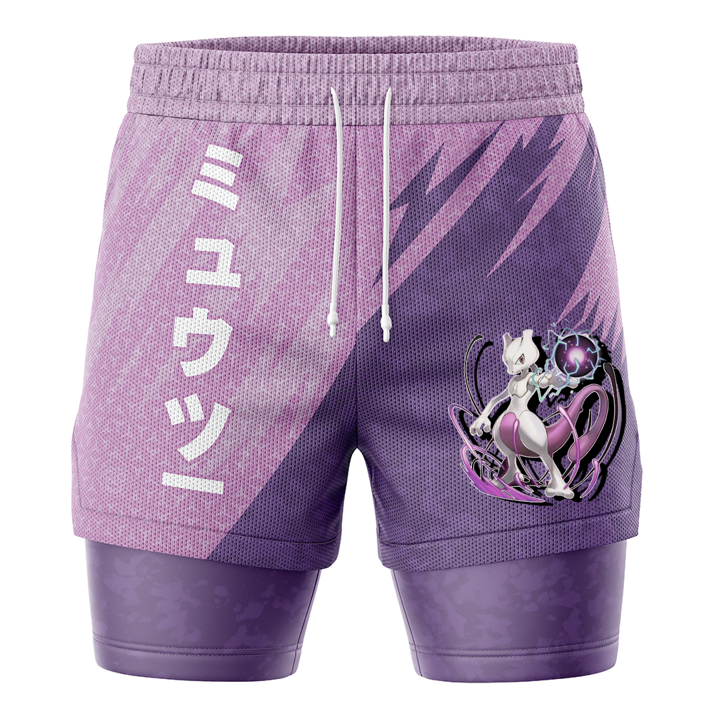 Mewtwo Attack V1 Pokemon 2-in-1 Performance Shorts