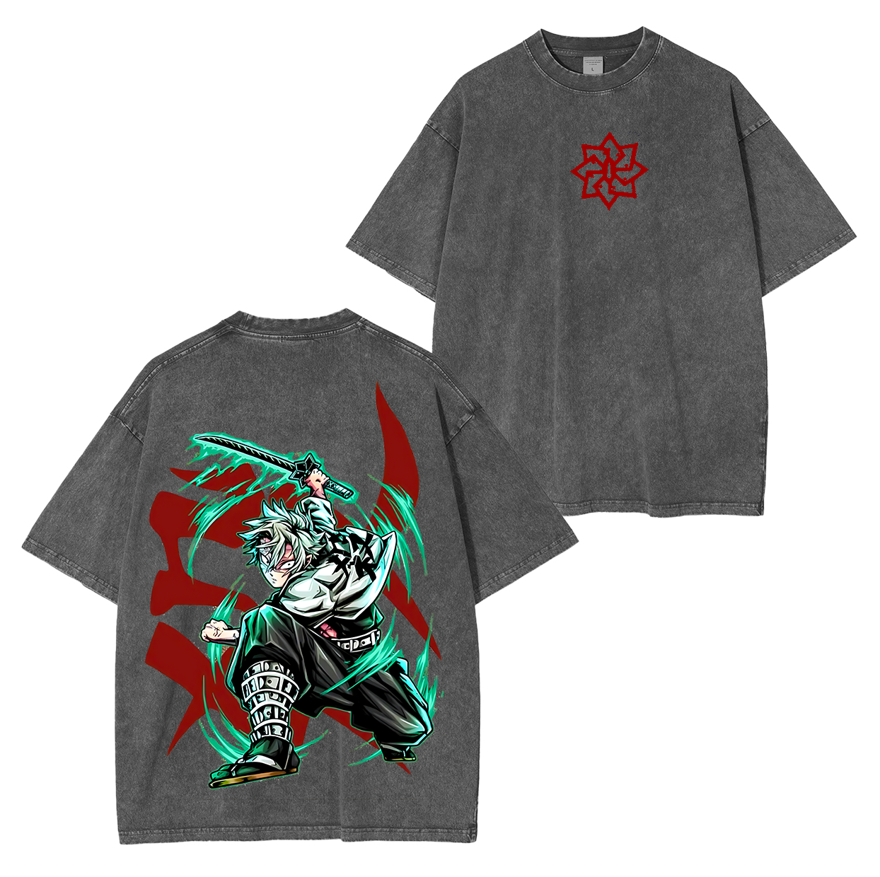 Unisex Anime Inspired Vintage Washed T-Shirt丨Demon Slayer
