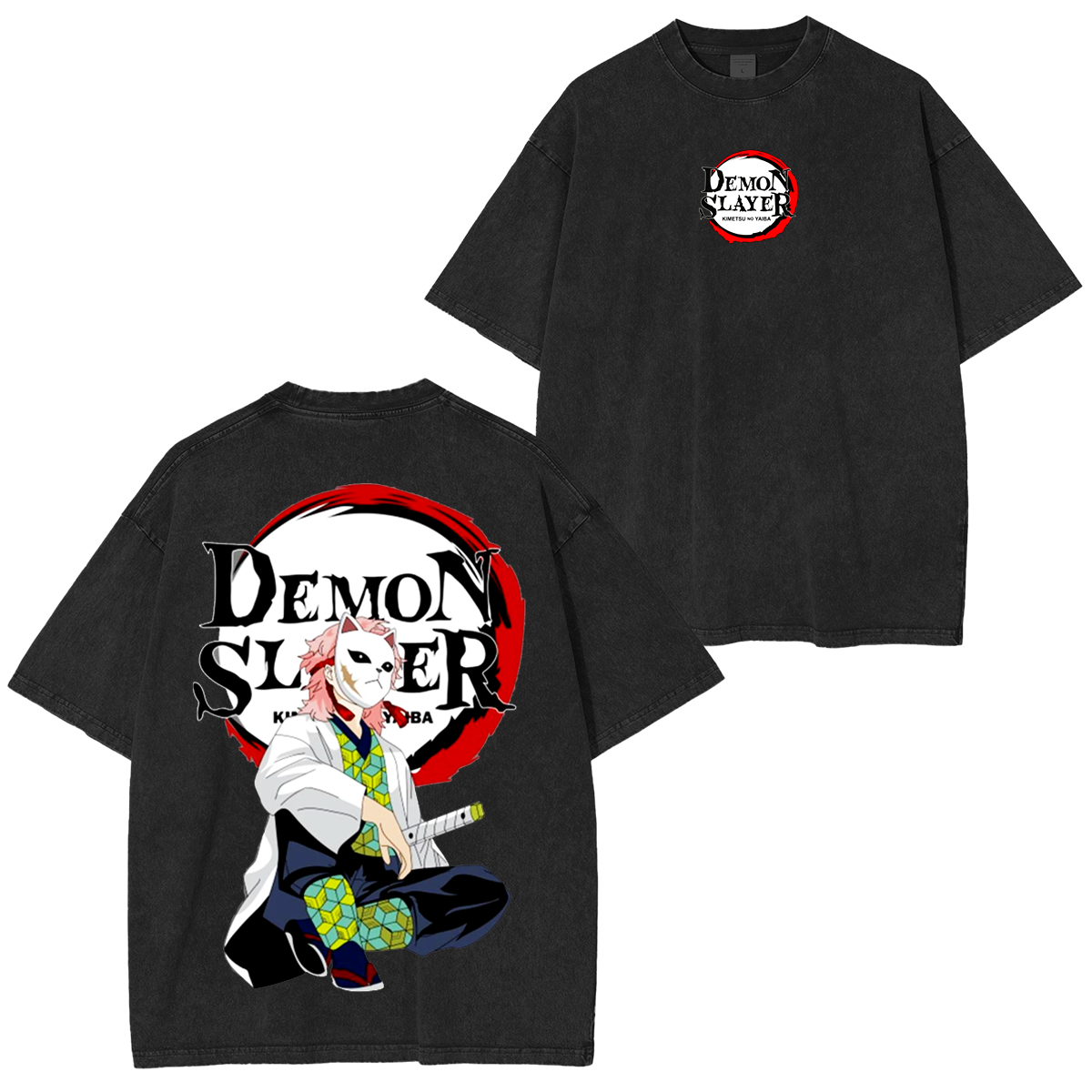 Unisex Anime Inspired Vintage Washed T-Shirt丨Demon Slayer