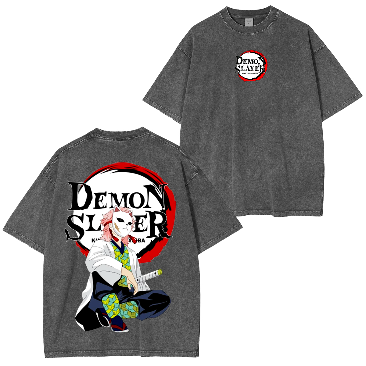 Unisex Anime Inspired Vintage Washed T-Shirt丨Demon Slayer