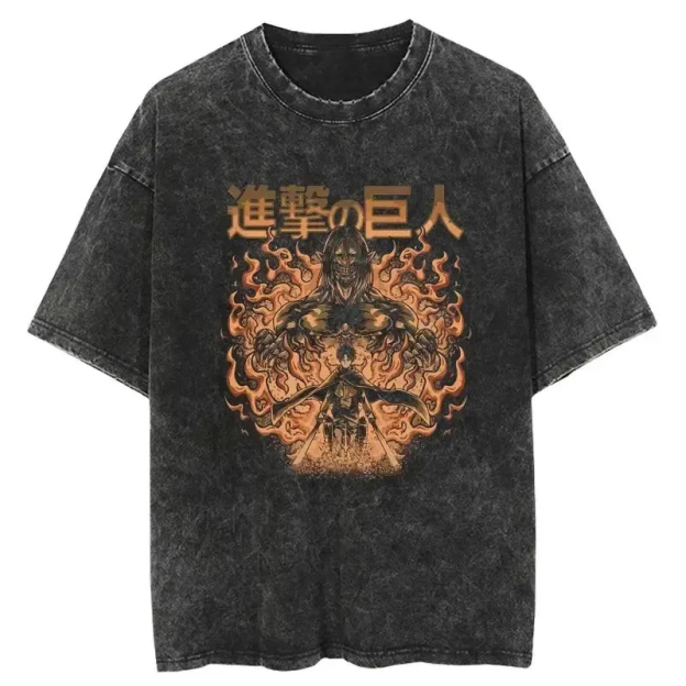 Unisex Anime Inspired Vintage Washed T-Shirt丨Attack on Titan