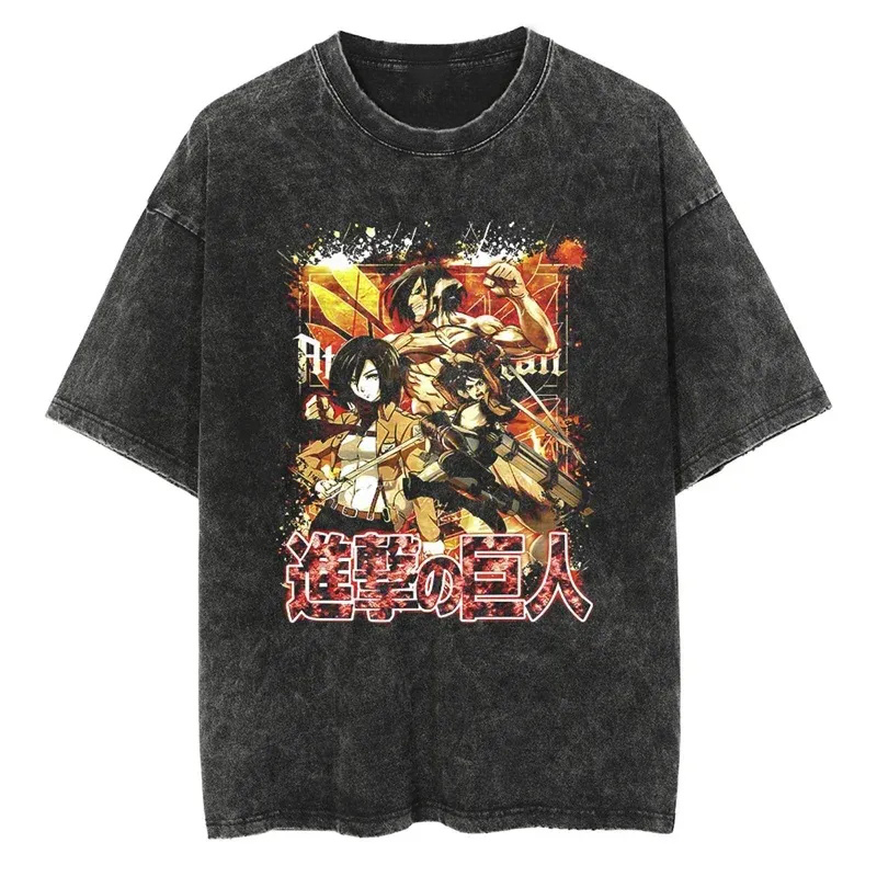 Unisex Anime Inspired Vintage Washed T-Shirt丨Attack on Titan