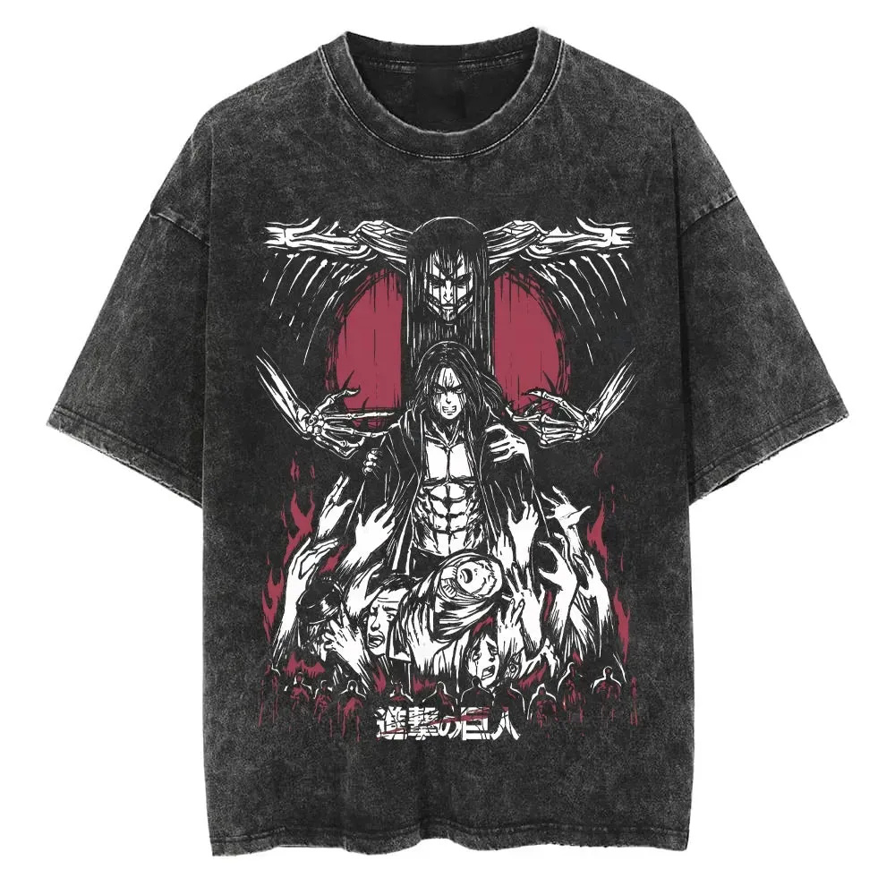 Unisex Anime Inspired Vintage Washed T-Shirt丨Attack on Titan