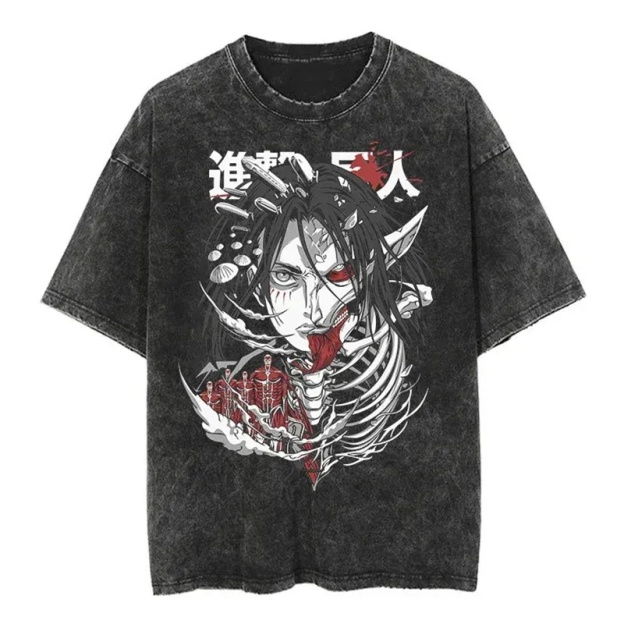 Unisex Anime Inspired Vintage Washed T-Shirt丨Attack on Titan