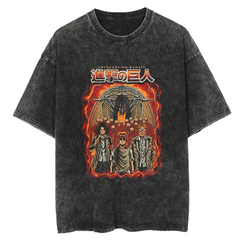 Unisex Anime Inspired Vintage Washed T-Shirt丨Attack on Titan