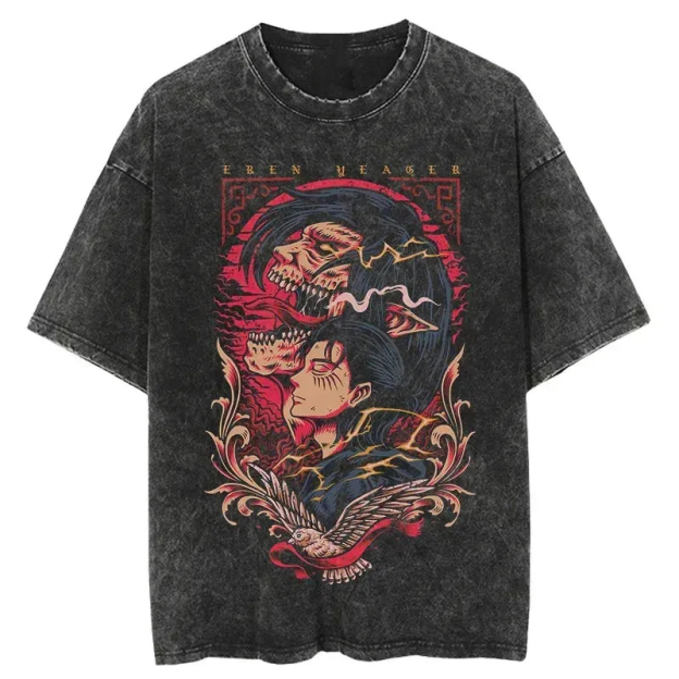 Unisex Anime Inspired Vintage Washed T-Shirt丨Attack on Titan