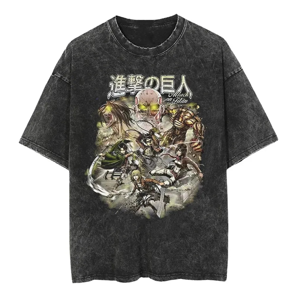 Unisex Anime Inspired Vintage Washed T-Shirt丨Attack on Titan